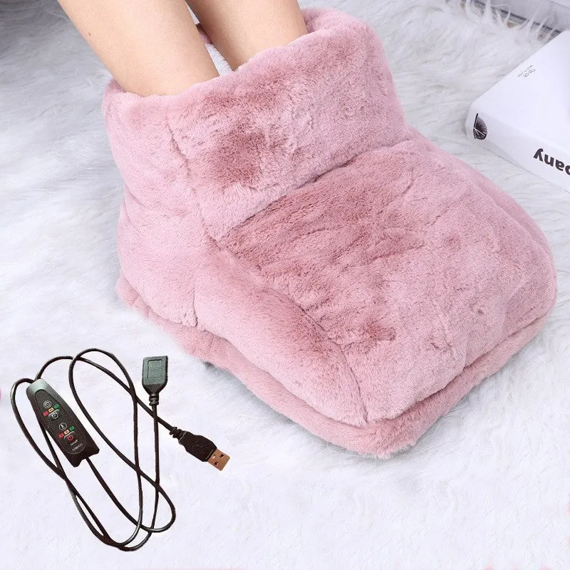 USB Fußwärmer mit Massagefunktion | Beheiztes Fußkissen mit Vibrationsmassage und weichem Fleece für Büro, Sofa und Bett