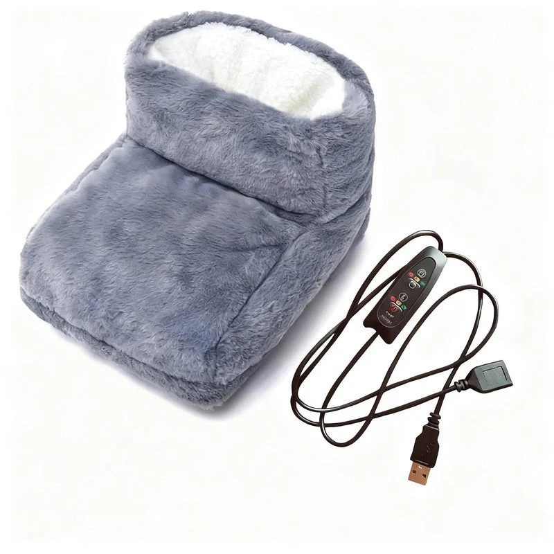 USB Fußwärmer mit Massagefunktion | Beheiztes Fußkissen mit Vibrationsmassage und weichem Fleece für Büro, Sofa und Bett