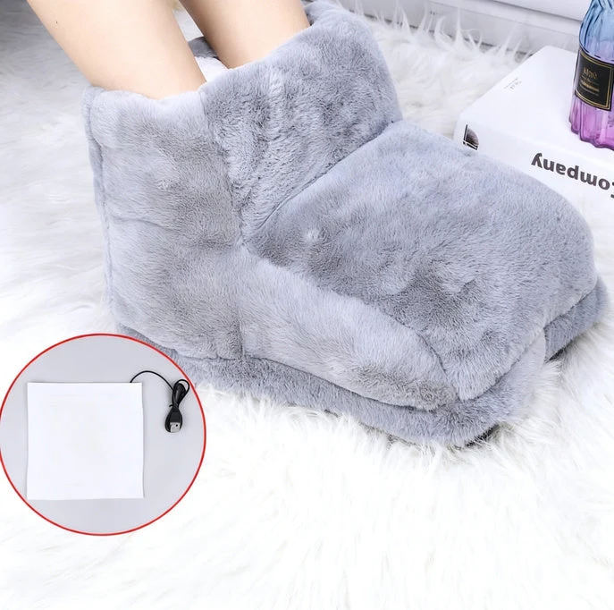 USB Fußwärmer mit Massagefunktion | Beheiztes Fußkissen mit Vibrationsmassage und weichem Fleece für Büro, Sofa und Bett