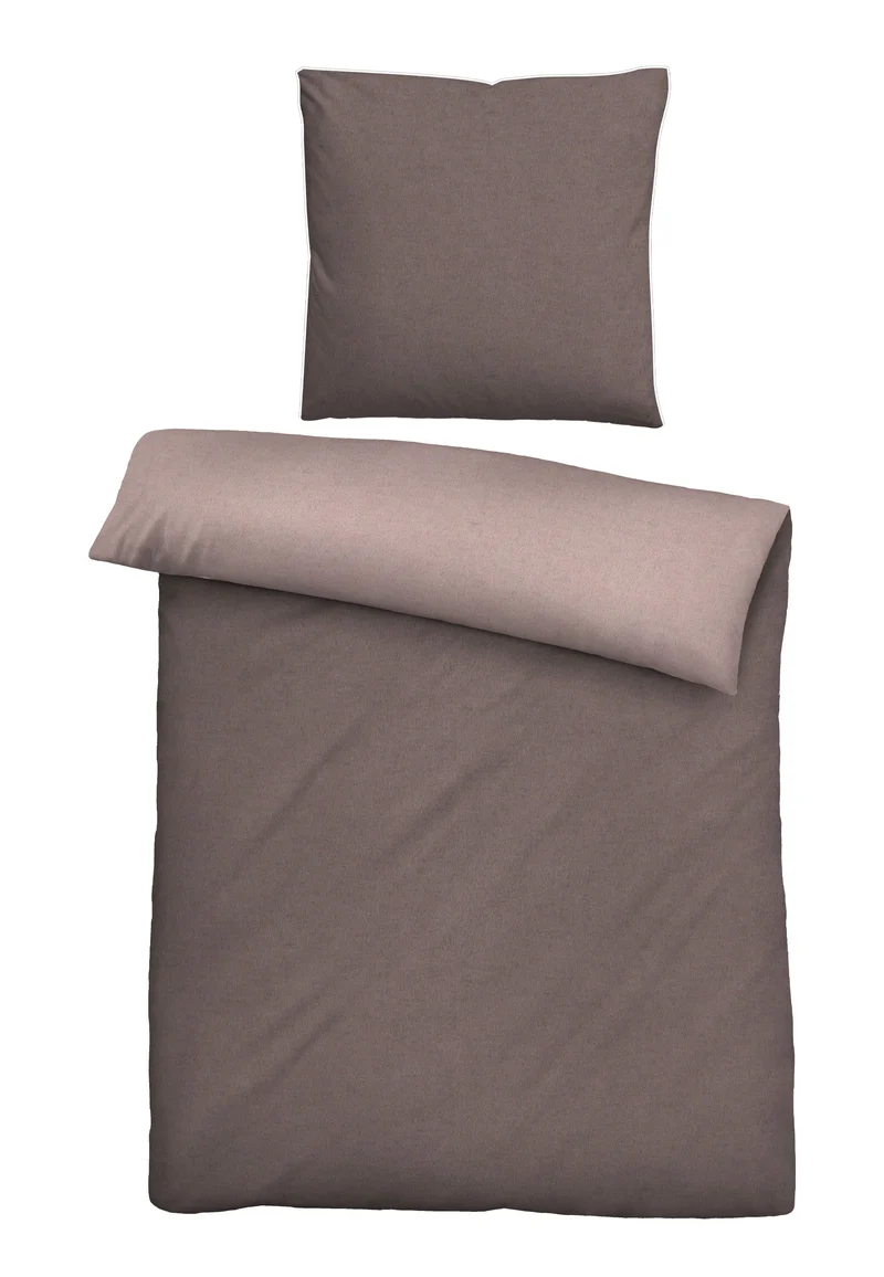 Melange Flanell Bettwäsche aus 100 % Baumwolle | Beidseitig angeraut, OEKO-TEX zertifiziert, mit Reißverschluss und 60 °C waschbar