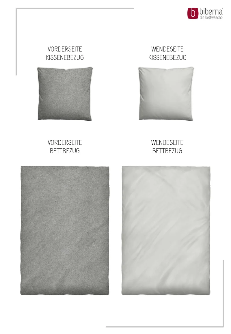 Melange Flanell Bettwäsche aus 100 % Baumwolle | Beidseitig angeraut, OEKO-TEX zertifiziert, mit Reißverschluss und 60 °C waschbar