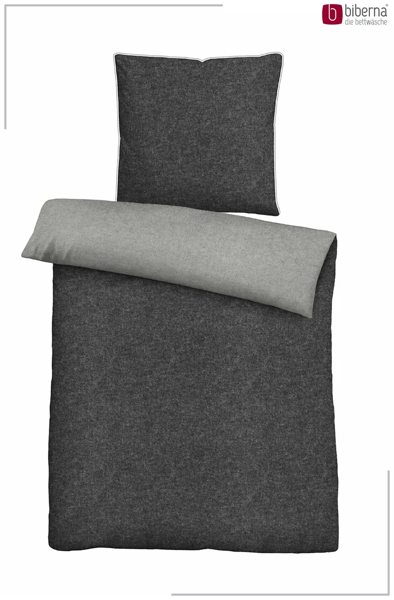 Melange Flanell Bettwäsche aus 100 % Baumwolle | Beidseitig angeraut, OEKO-TEX zertifiziert, mit Reißverschluss und 60 °C waschbar