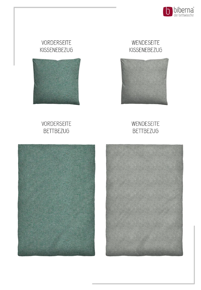 Melange Flanell Bettwäsche aus 100 % Baumwolle | Beidseitig angeraut, OEKO-TEX zertifiziert, mit Reißverschluss und 60 °C waschbar