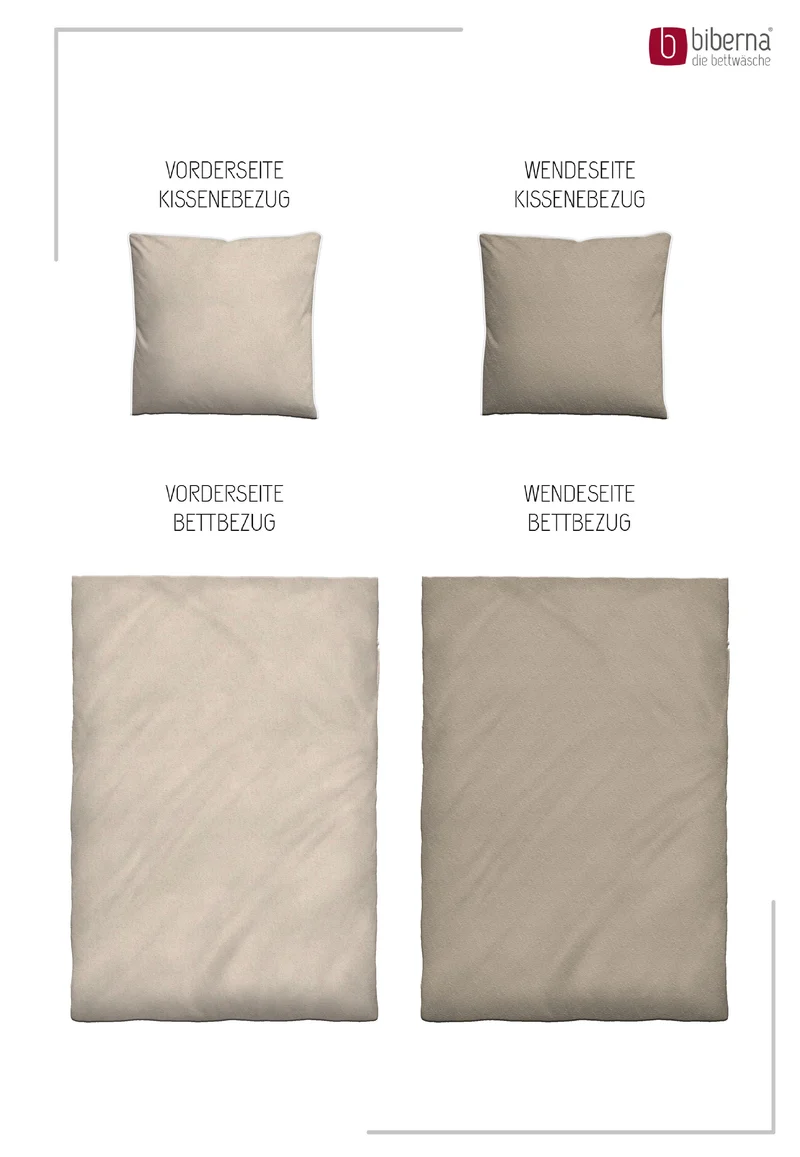 Melange Flanell Bettwäsche aus 100 % Baumwolle | Beidseitig angeraut, OEKO-TEX zertifiziert, mit Reißverschluss und 60 °C waschbar