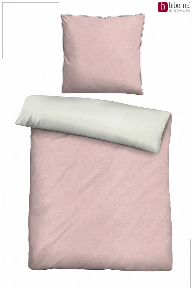 Melange Flanell Bettwäsche aus 100 % Baumwolle | Beidseitig angeraut, OEKO-TEX zertifiziert, mit Reißverschluss und 60 °C waschbar