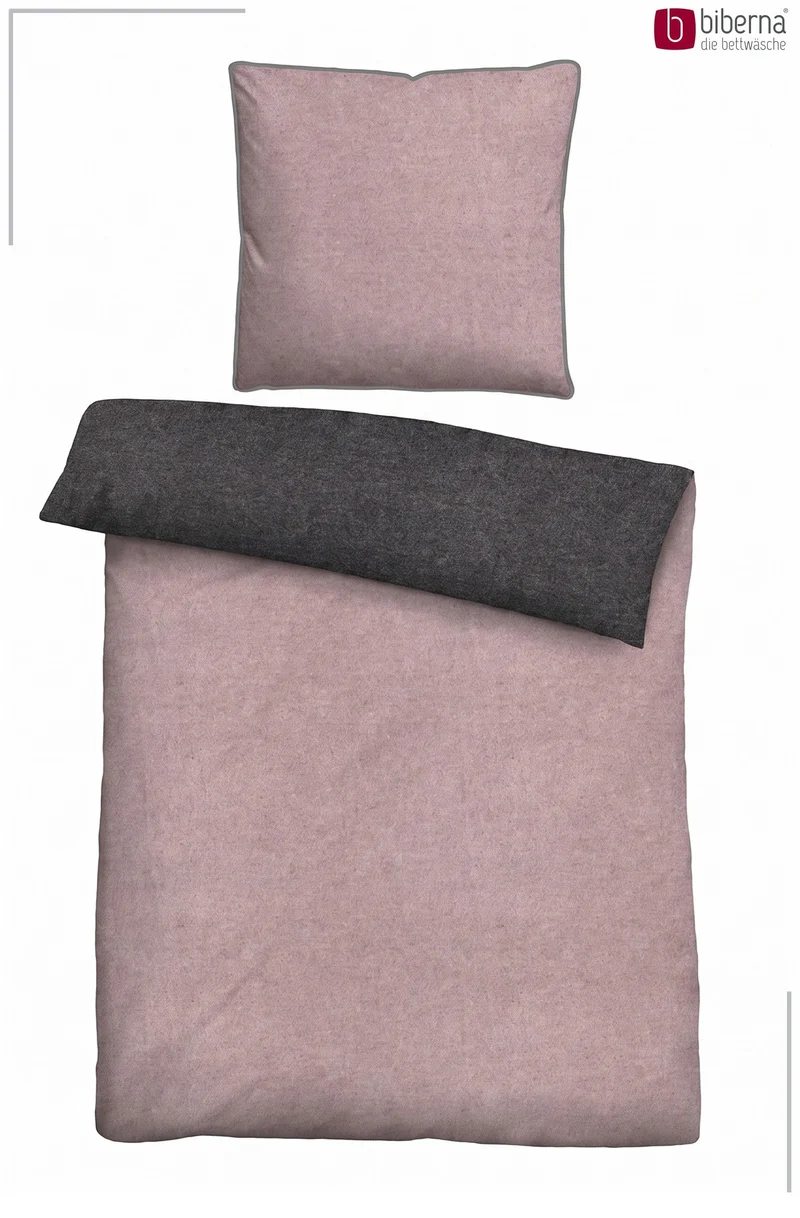Melange Flanell Bettwäsche aus 100 % Baumwolle | Beidseitig angeraut, OEKO-TEX zertifiziert, mit Reißverschluss und 60 °C waschbar