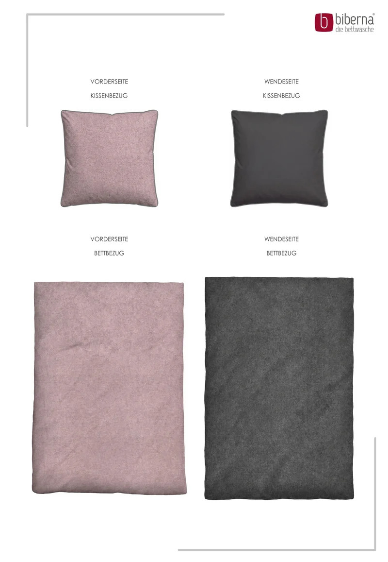 Melange Flanell Bettwäsche aus 100 % Baumwolle | Beidseitig angeraut, OEKO-TEX zertifiziert, mit Reißverschluss und 60 °C waschbar