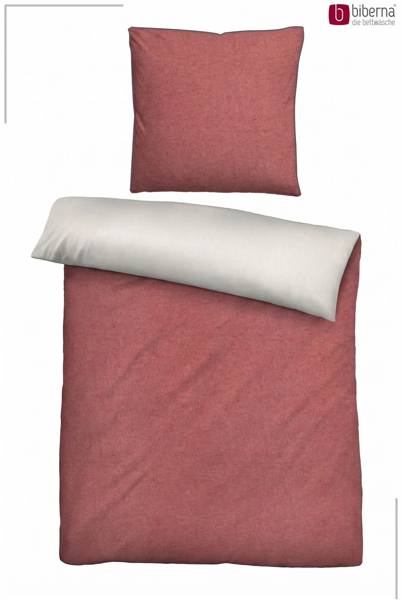 Melange Flanell Bettwäsche aus 100 % Baumwolle | Beidseitig angeraut, OEKO-TEX zertifiziert, mit Reißverschluss und 60 °C waschbar