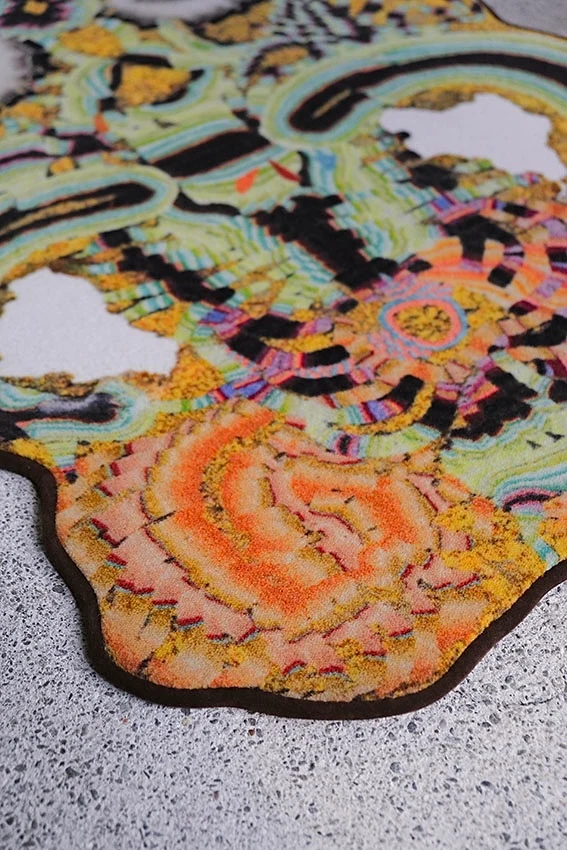 "BAUBAU Fossil psychic" Recycled Artist Rug by Kerstin Brätsch - Col Acid