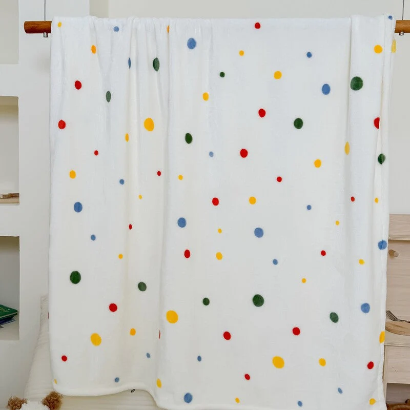 Flauschige Kuscheldecke | Weiche Plüschdecke mit Punktemuster für Sofa, Bett, Picknick und Camping | Maschinenwaschbar