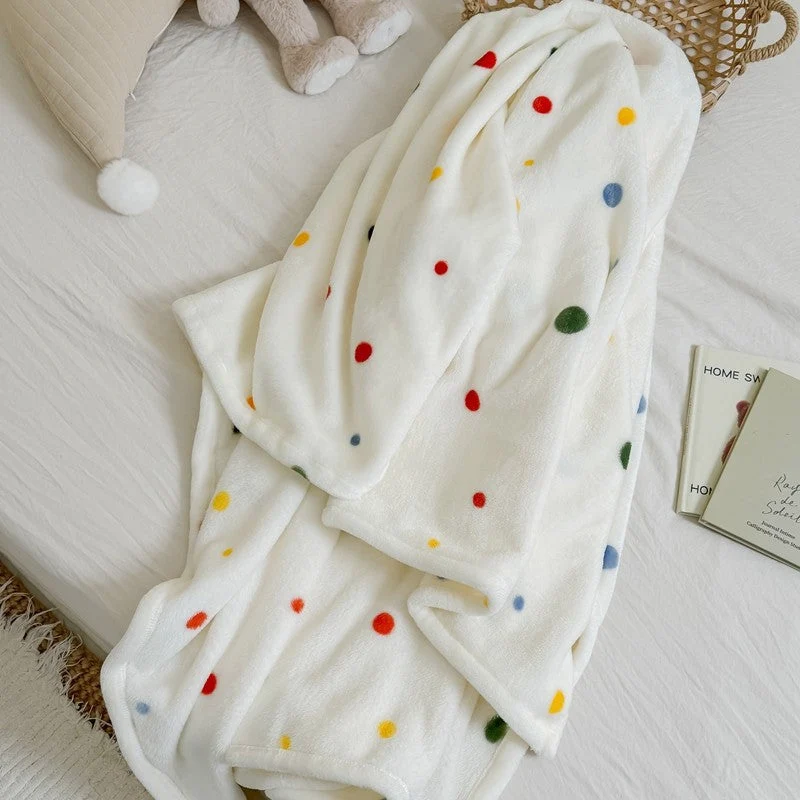 Flauschige Kuscheldecke | Weiche Plüschdecke mit Punktemuster für Sofa, Bett, Picknick und Camping | Maschinenwaschbar