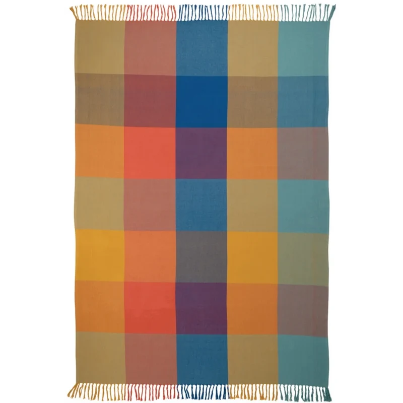 Bio Twill Decke mit Karo-Muster