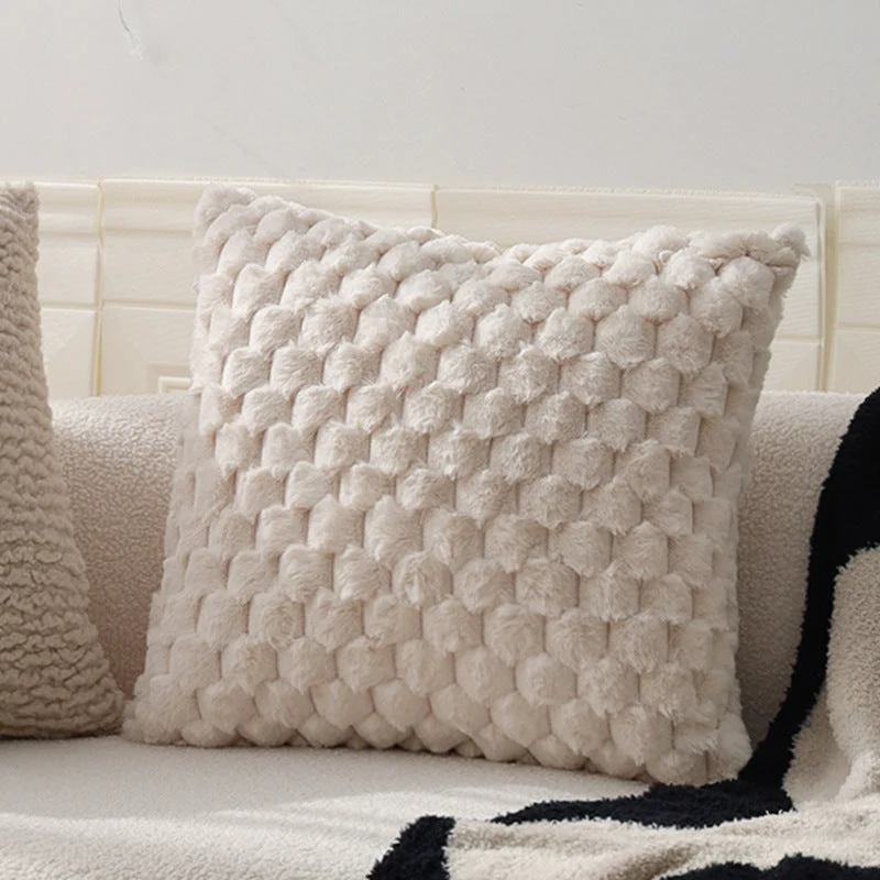 Teddyfell Kuschelkissen mit weicher Füllung | Flauschiges Wohnkissen mit strukturierter Oberfläche für Sofa, Sessel und Schlafzimmer