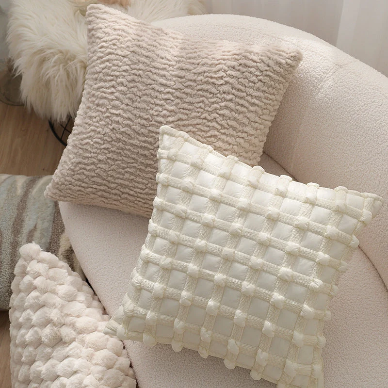 Teddyfell Kuschelkissen mit weicher Füllung | Flauschiges Wohnkissen mit strukturierter Oberfläche für Sofa, Sessel und Schlafzimmer
