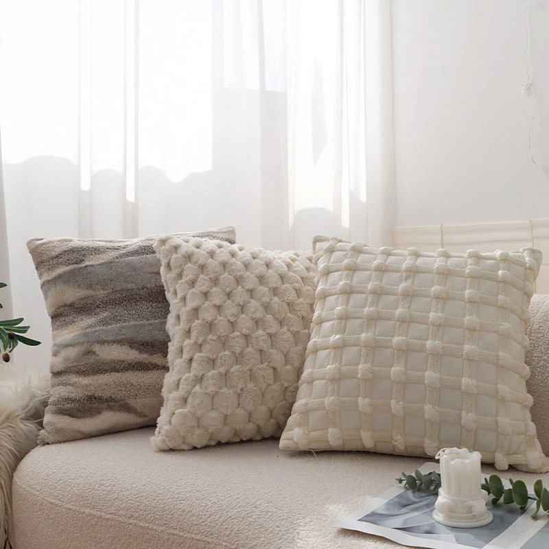 Teddyfell Kuschelkissen mit weicher Füllung | Flauschiges Wohnkissen mit strukturierter Oberfläche für Sofa, Sessel und Schlafzimmer