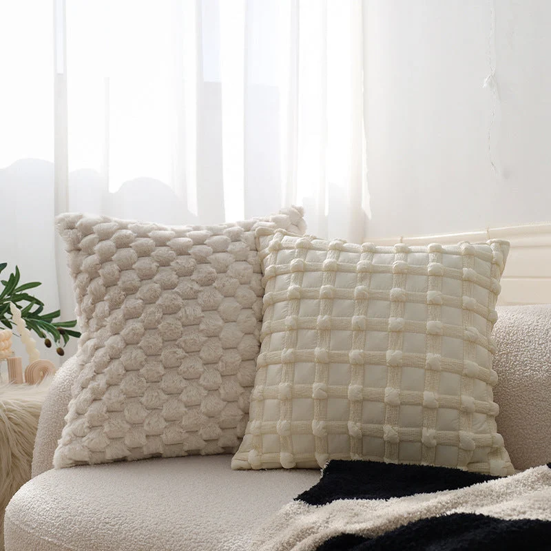 Teddyfell Kuschelkissen mit weicher Füllung | Flauschiges Wohnkissen mit strukturierter Oberfläche für Sofa, Sessel und Schlafzimmer