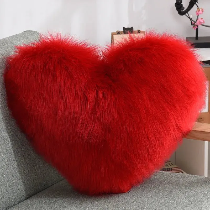 Herz Kissen flauschig 50 × 40 cm | Weiches Sofakissen aus Polyester in Herzform für Sofa, Bett und gemütliche Wohnakzente