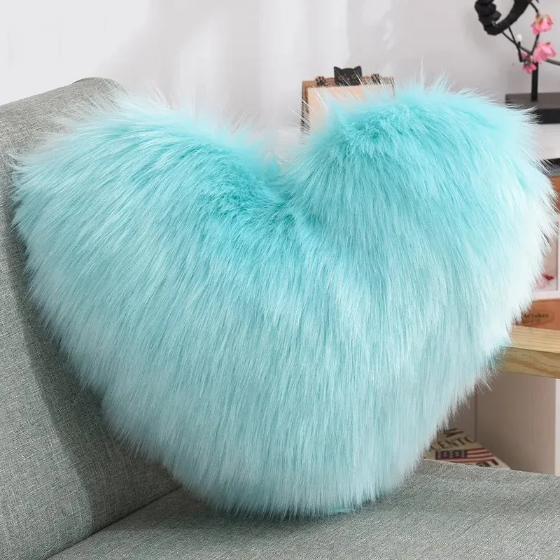 Herz Kissen flauschig 50 × 40 cm | Weiches Sofakissen aus Polyester in Herzform für Sofa, Bett und gemütliche Wohnakzente