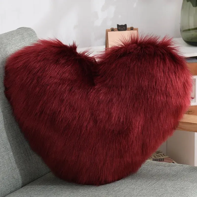 Herz Kissen flauschig 50 × 40 cm | Weiches Sofakissen aus Polyester in Herzform für Sofa, Bett und gemütliche Wohnakzente