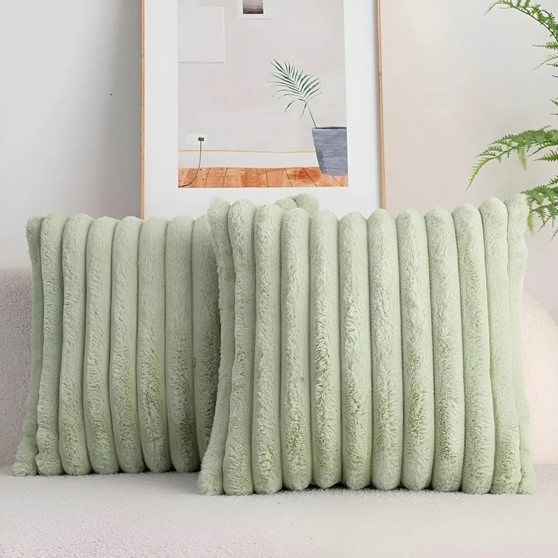 Dekokissenbezug weich | Kuscheliger Kissenbezug mit Boho-Streifen, gerippter Samtstruktur und Reißverschluss für Sofa und Bett