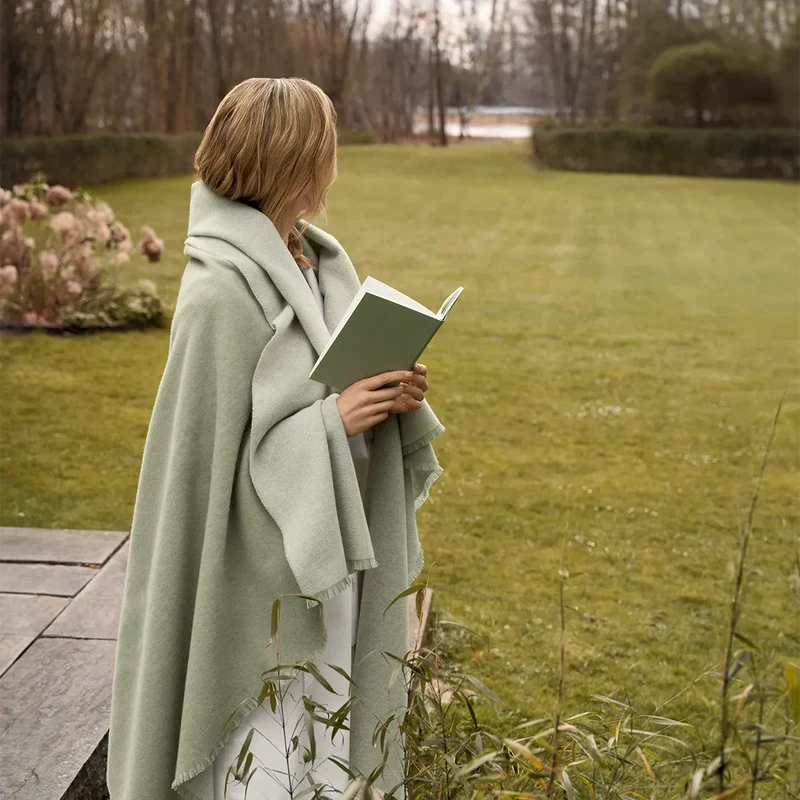 Plaid mit Kaschmir, DINA Green