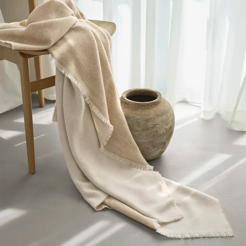 Plaid mit Kaschmir, DINA Beige