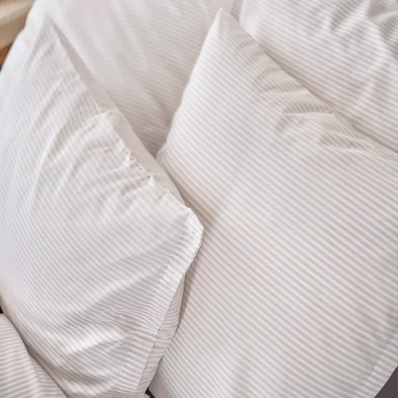 Frische Popeline Bettwäsche "Bari Stripe Beige"