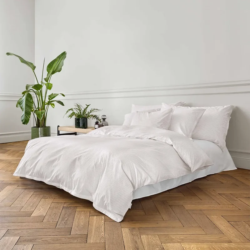 Frische Popeline Bettwäsche "Bari Stripe Beige"