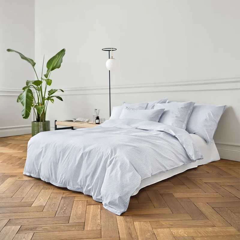 Frische Popeline Bettwäsche "Bari Stripe Bleu"