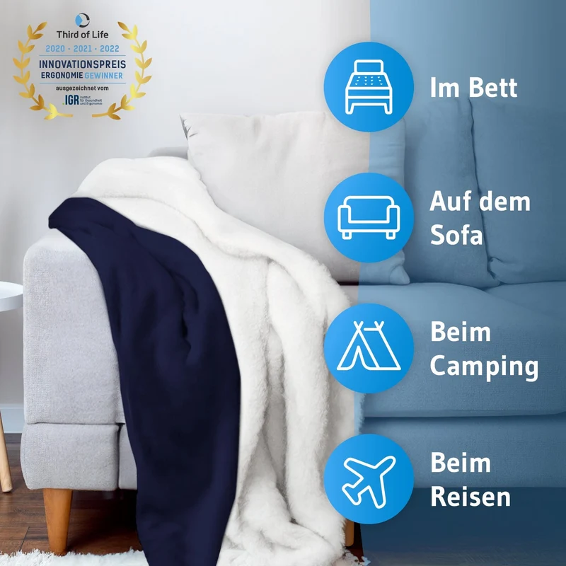 Kuscheldecke doppelseitig | Flauschige 260 g/m² Rückseite und 220 g/m² Flanell | Für Sofa, Bett und gemütliche Winterabende