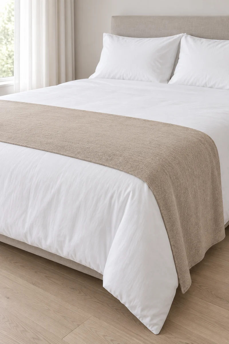 Eco Cashmere Bed Runner in Sand Brown