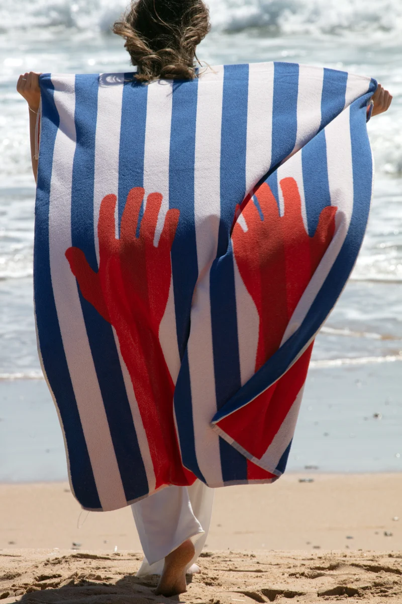 Beach Towel “Hands Off” by Michele Rondelli - XL 100% Cotton