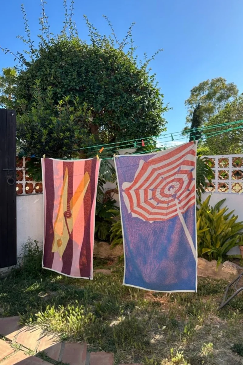 Cotton Beach Towel / Mini Blanket "Sun No Ray" by Dalakami