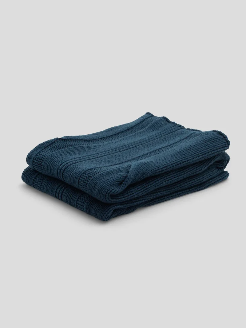 Strickdecke aus 100% Kaschmir "Chalet Petrol"