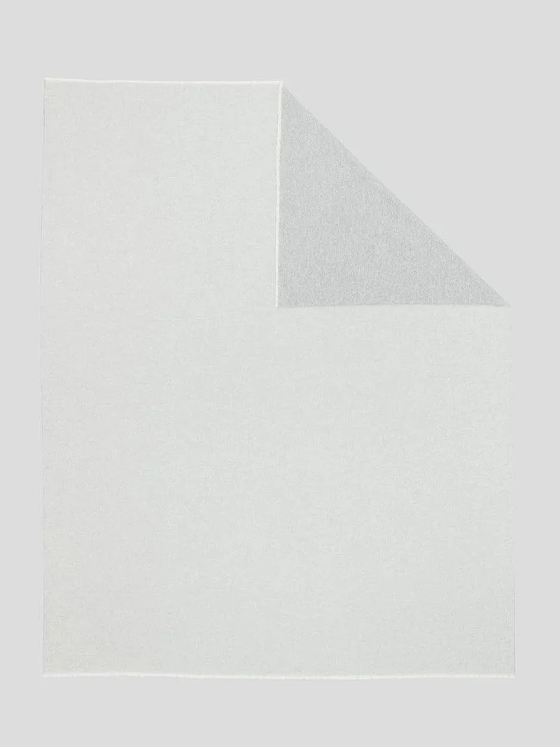 Lammwollplaid mit Kaschmir "Vale Reversible White Silver"