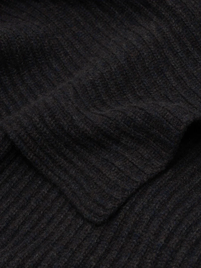 Kaschmir Decke "Furrow Knitted Charcoal"