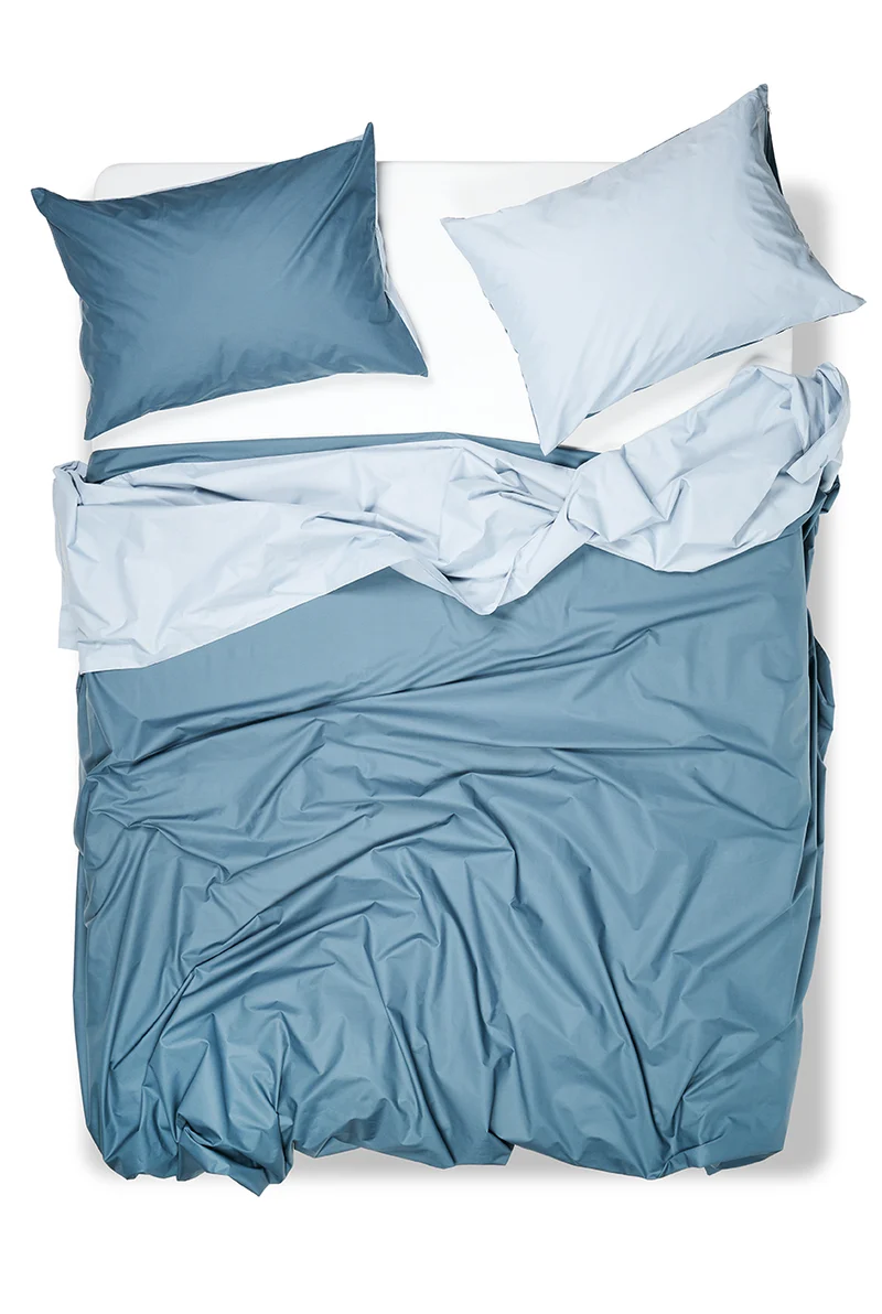 Percale Cotton Summer Cuff Sheet - Nickel / Powder Blue