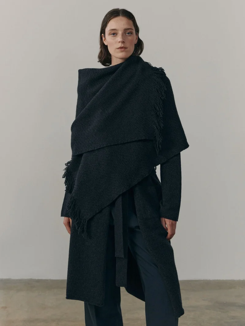 Cashmere Decke "Mossband Charcoal" 125 x 190 cm
