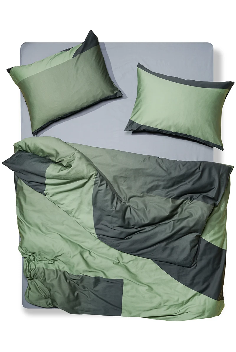 Artist Bedding "Bedtime Tangents Nightly Green" by Dario Cortese