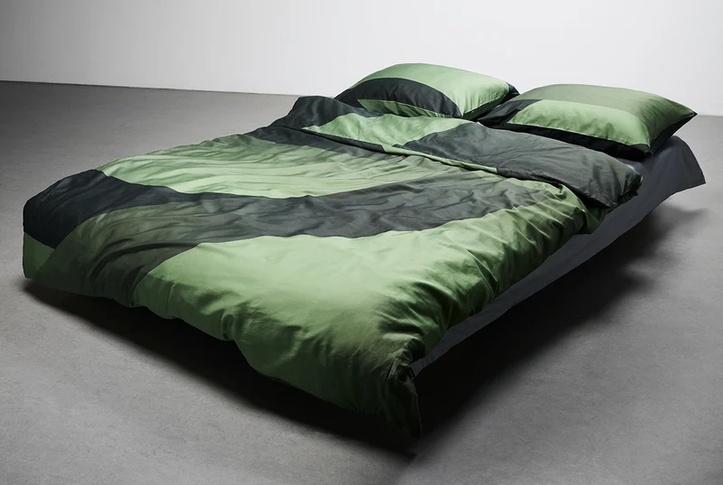 Artist Bedding "Bedtime Tangents Nightly Green" by Dario Cortese