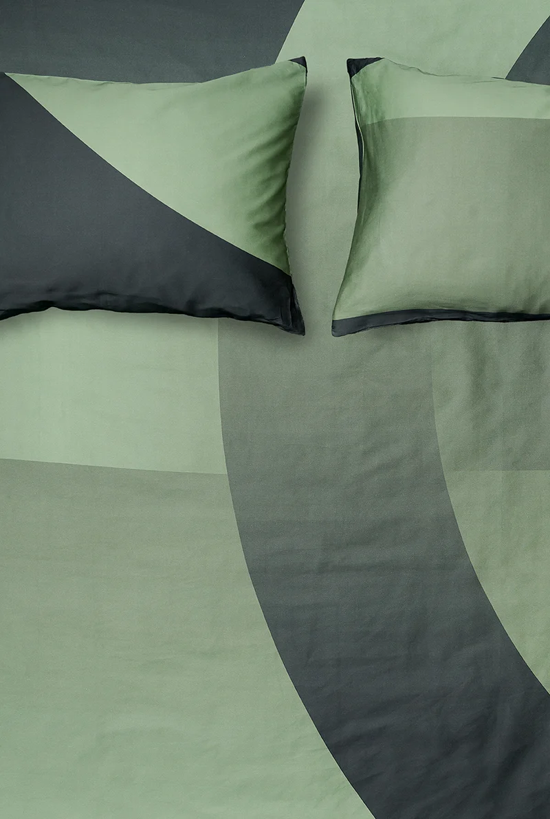 Artist Bedding "Bedtime Tangents Nightly Green" by Dario Cortese