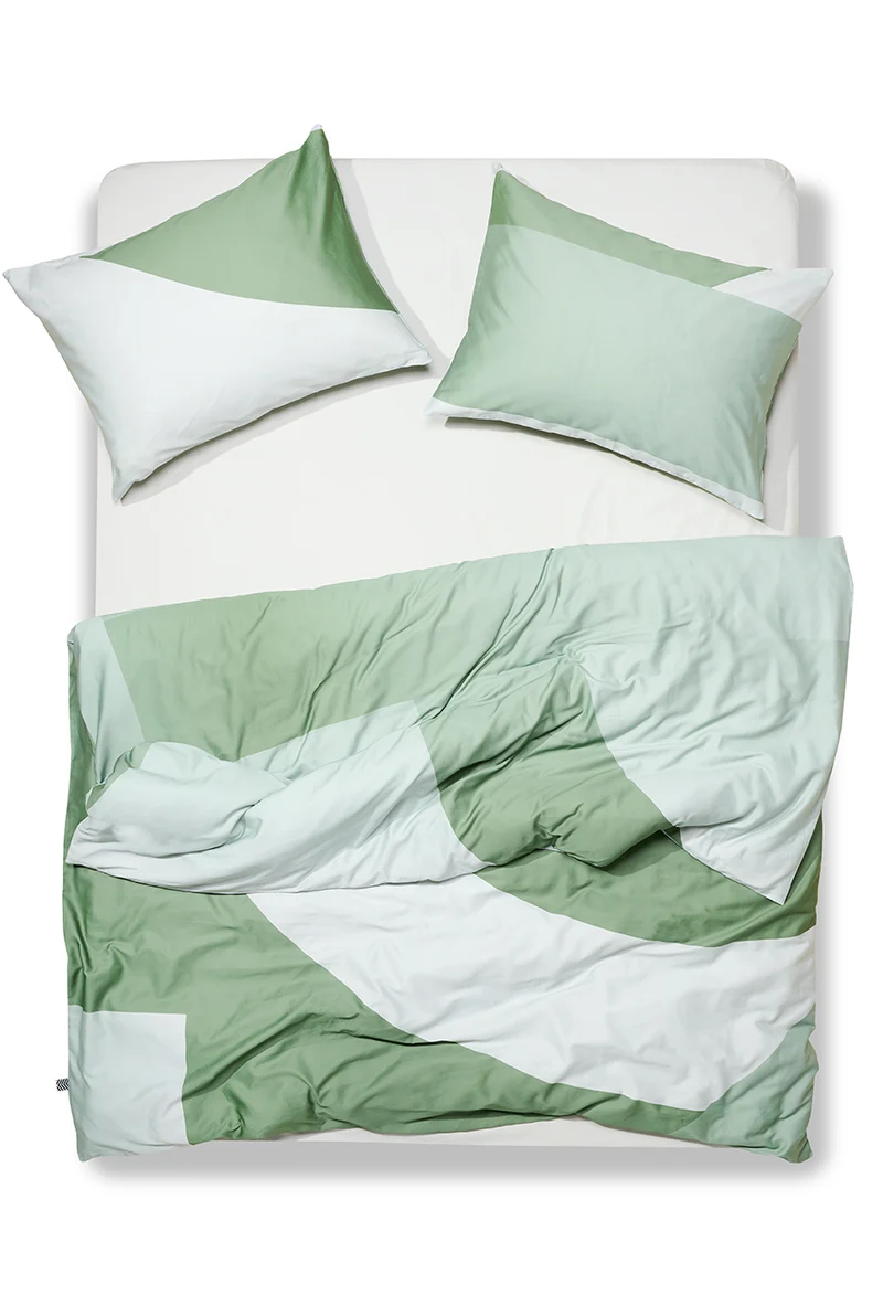 Artist Bedding "Bedtime Tangents Daily Green" by Dario Cortese
