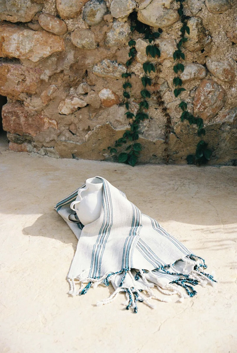 Leinen Hamamtuch "Turquoise"