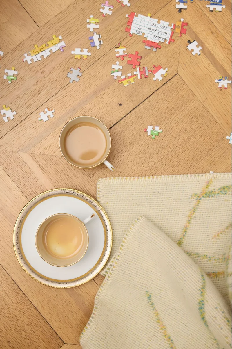 Wool Blanket "Festive Tangle Natural" by Tom Koken