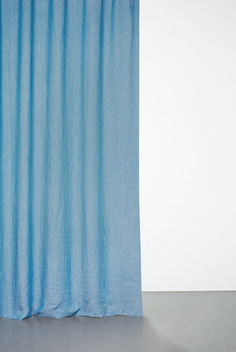Linen Curtains Two Tone Stonewashed in Blue