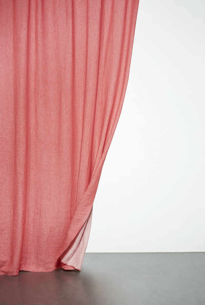 Linen Curtains Two Tone Stonewashed in Coral Red