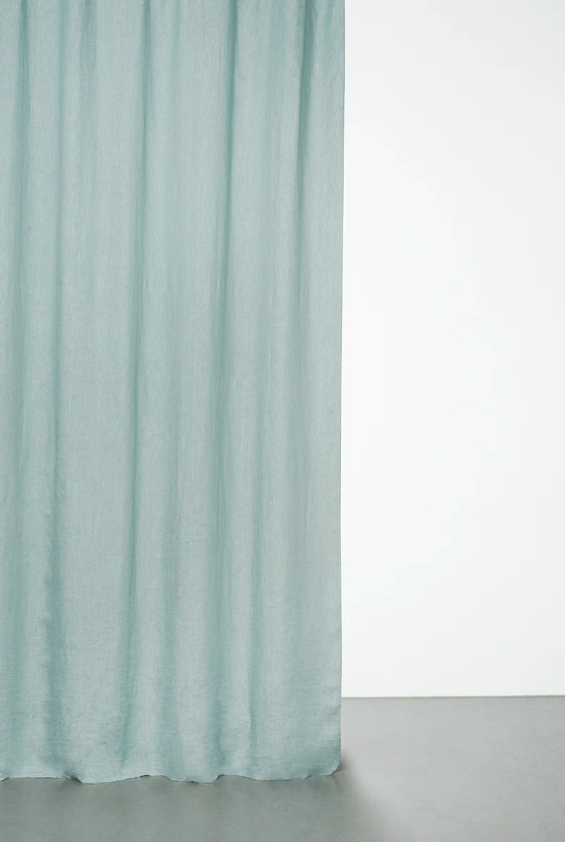 Linen Curtains Two Tone Stonewashed in Petrol Color