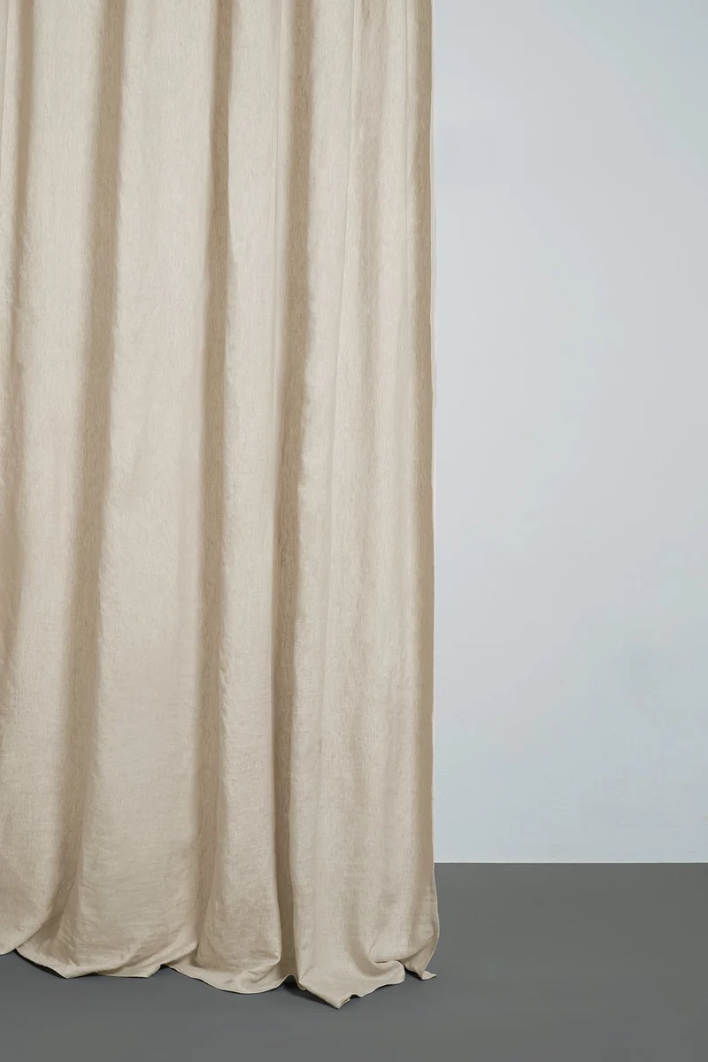 LINEN CURTAINS TWO TONE STONEWASHED IN SAND COLOR
