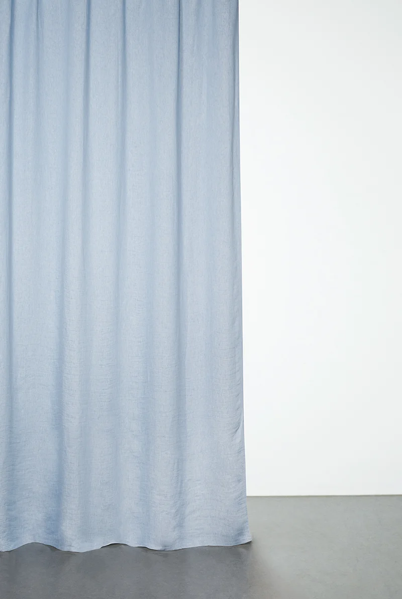 LINEN CURTAINS TWO TONE STONEWASHED IN LIGHT BLUE