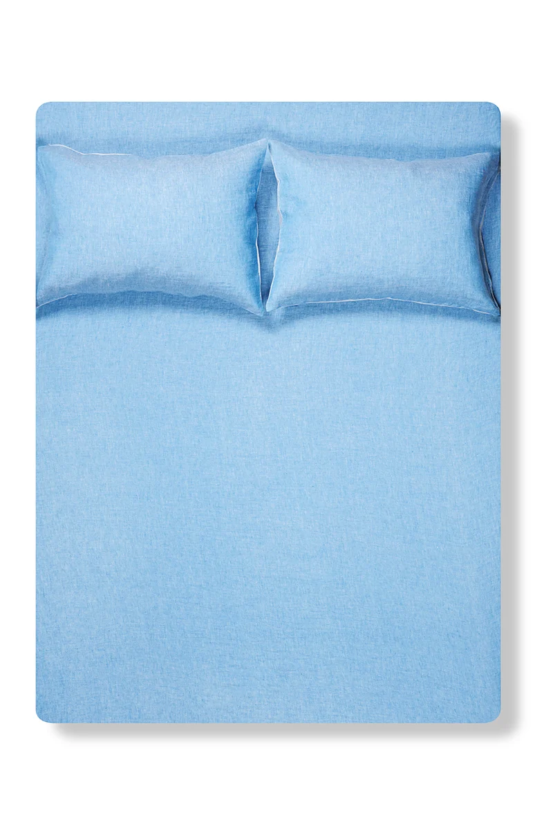 Linen Bedding Two Tone Stonewashed in Blue
